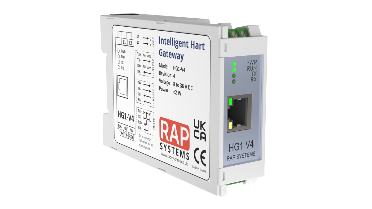 HG1v4 Intelligent HART Gateway — DIN-rail HART to Modbus gateway
